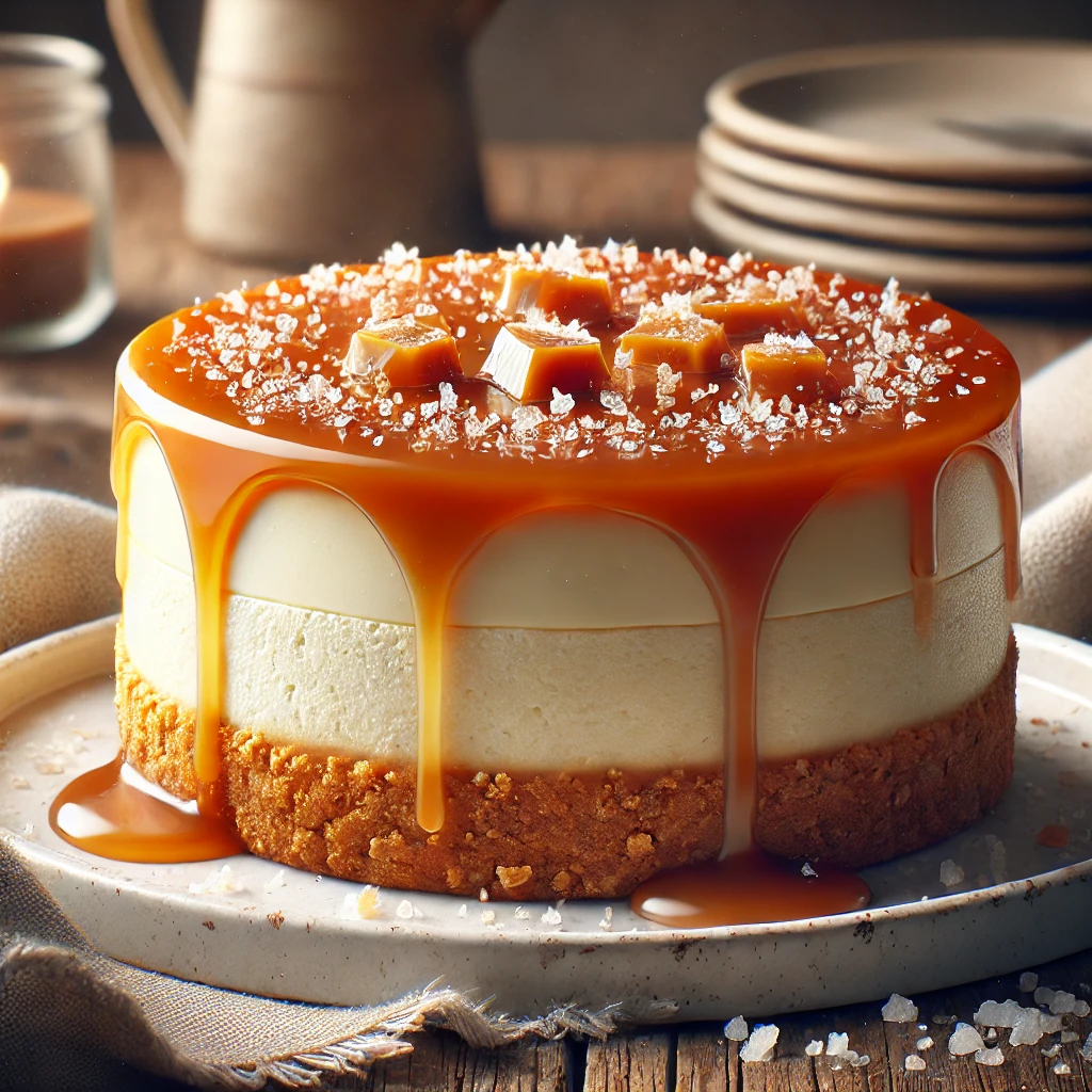 Karamellás, krémes sajttorta elegáns tálalásban