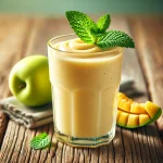 Sárgadinnyés smoothie pohárban tálalva