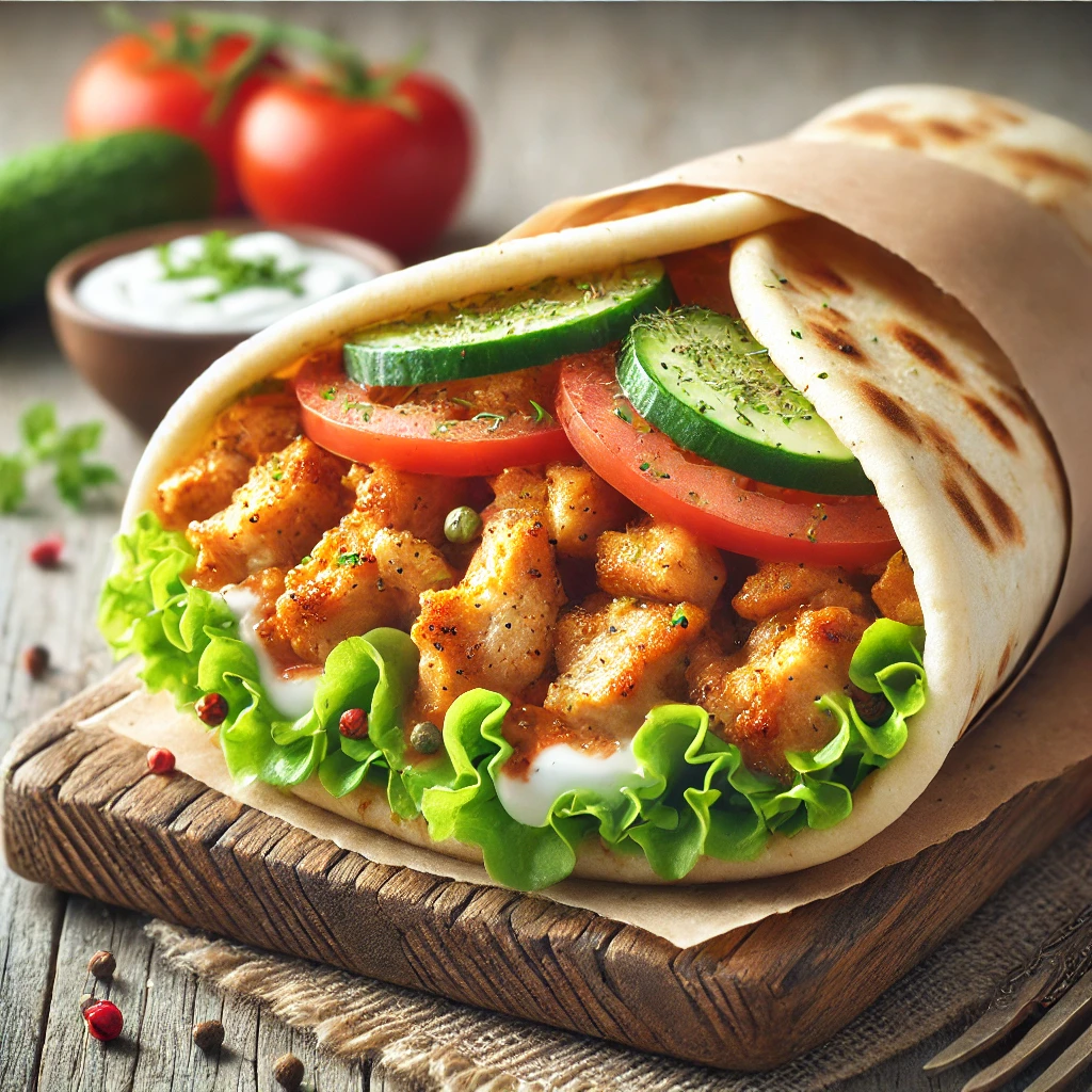 Fűszeres és ízletes házi shawarma csirkével