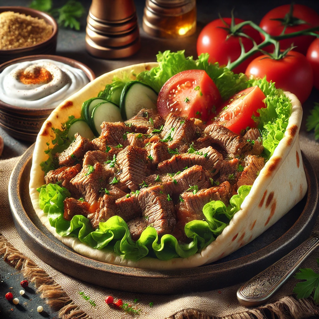 Autentikus Shoarma bárányhússal és friss hozzávalókkal