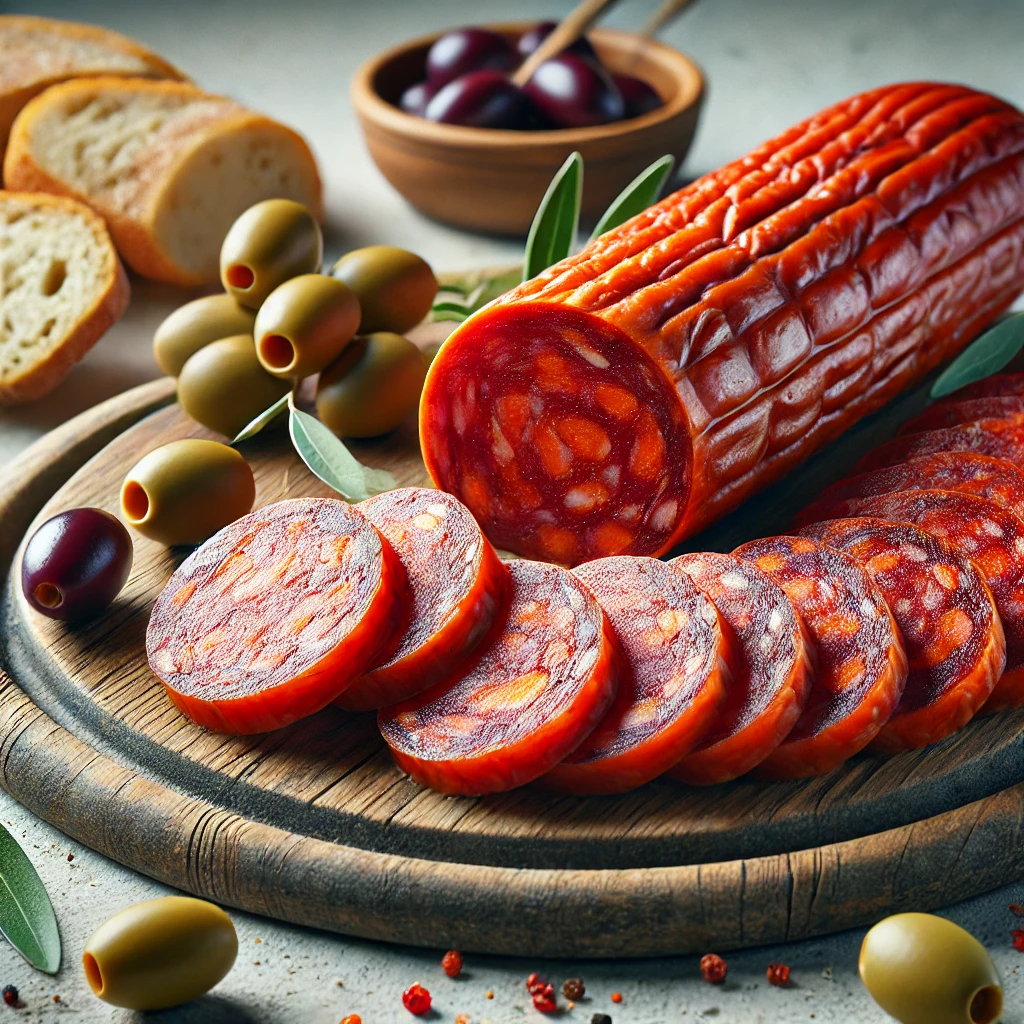 Tradicionális mallorcai kolbász tálalva