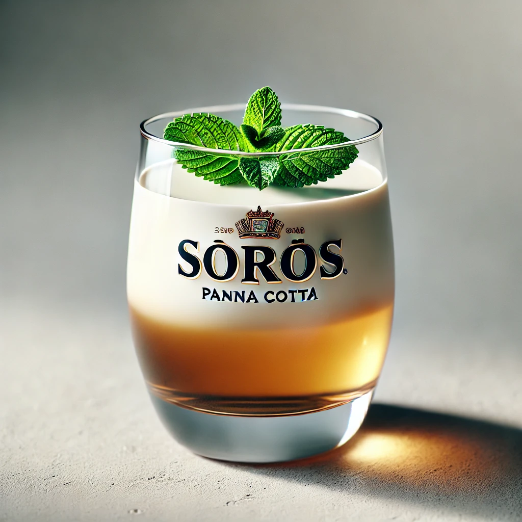 Krémes panna cotta világos sörrel, elegáns tálalásban