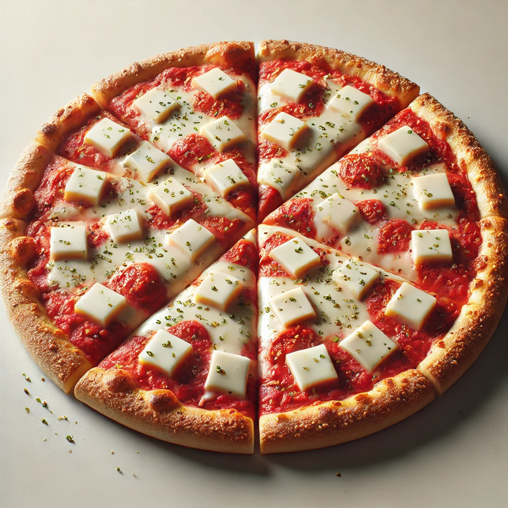 Vékony ropogós pizzatészta gazdag Provel sajttal