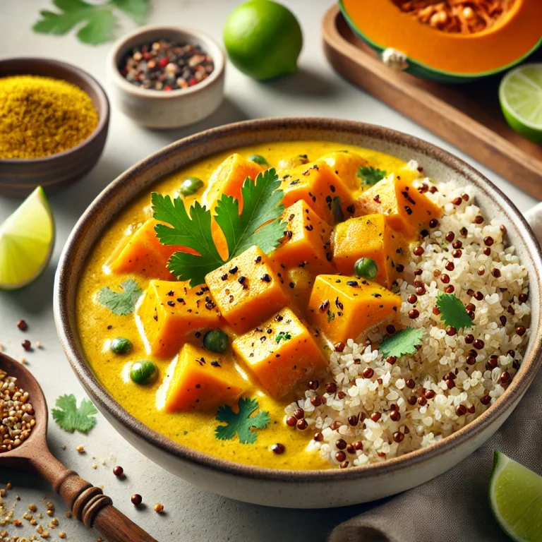 Sütőtök curry quinoa alapban