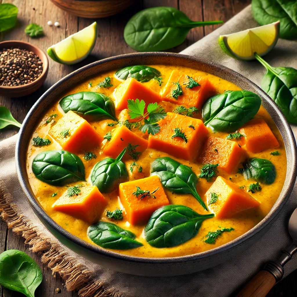 Tápláló és ízletes sütőtök curry spenóttal