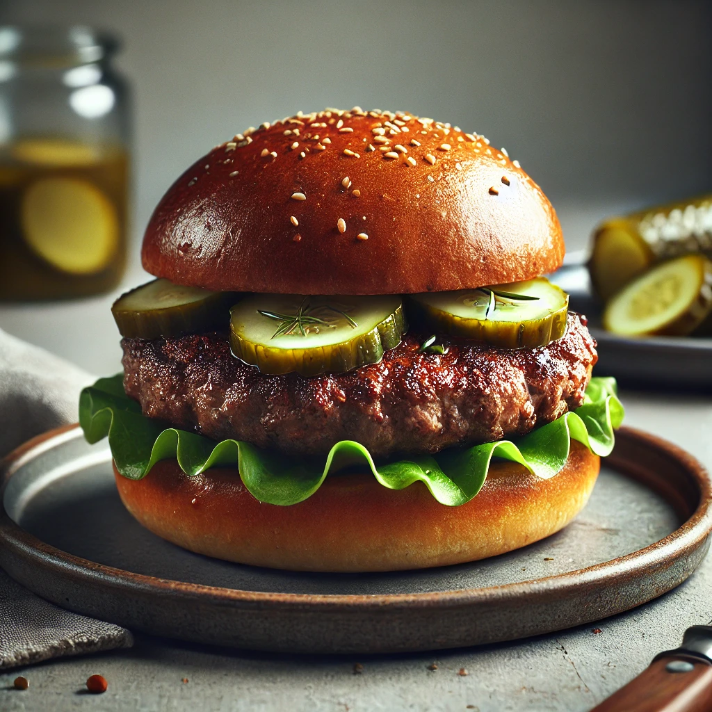 Autentikus svéd marhahúsos burger savanyú uborkával