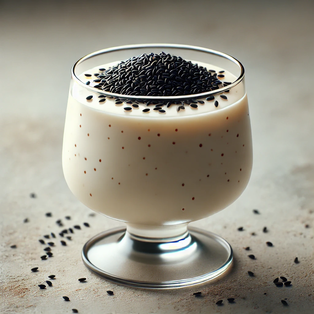 Krémes panna cotta pirított fekete szezámmaggal