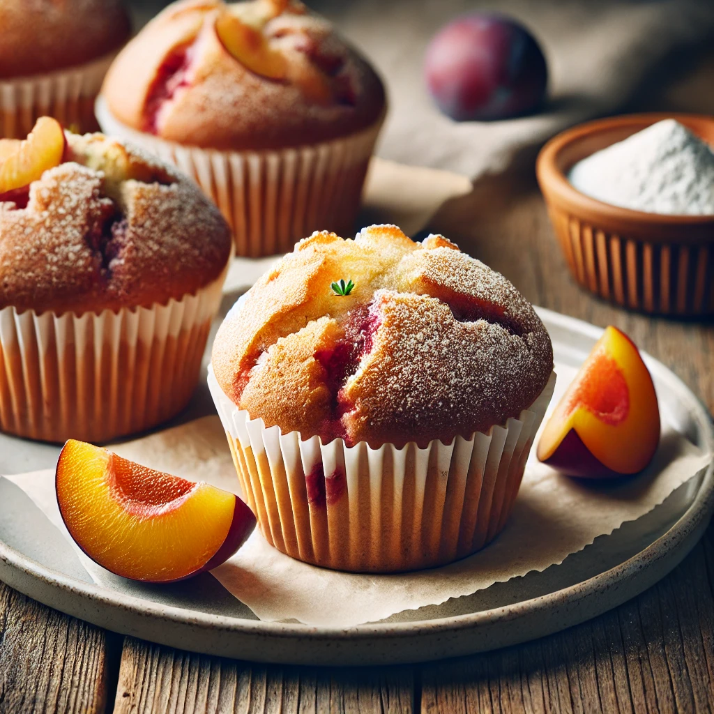 Lágy és gyümölcsös muffin szilvával ízesítve