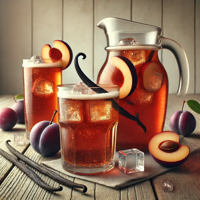 Szilvás-vaníliás cider tálalva