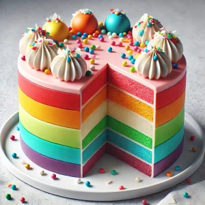 Különleges és színes szivárvány mousse torta