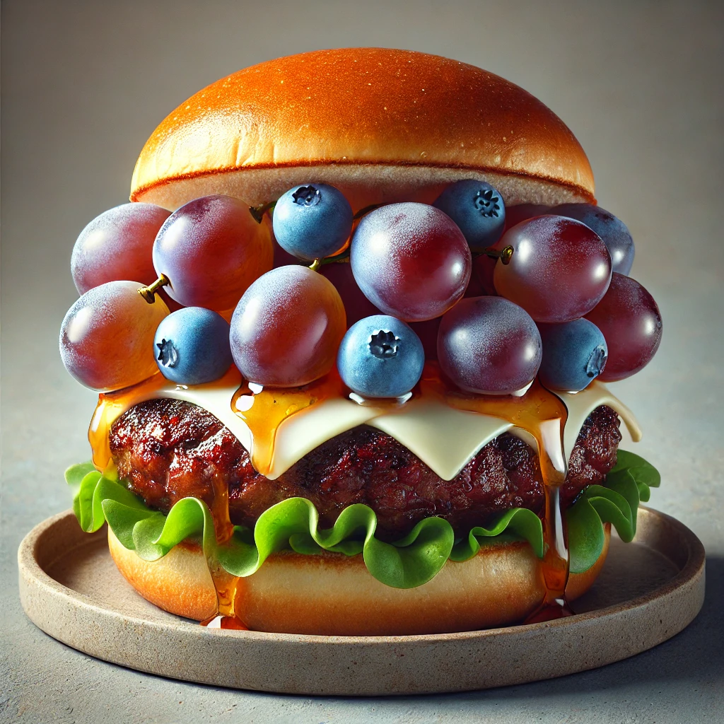 Különleges burger kéksajttal és mézes szőlővel