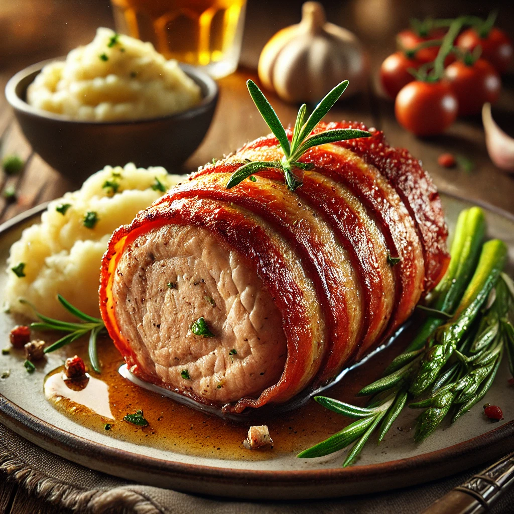 Egyszerű és elegáns baconbe csomagolt szűzpecsenye