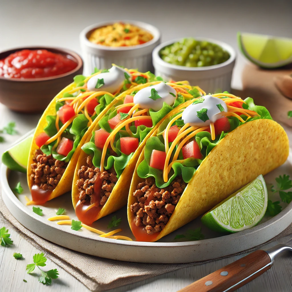 Finom taco marhahússal, friss zöldségekkel