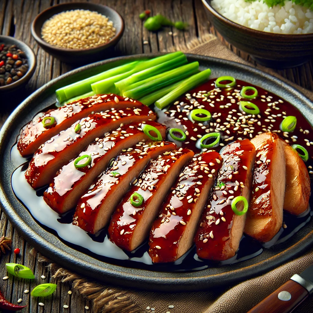 Japán ízvilágú kacsa teriyaki szósszal, szezámmaggal és újhagymával