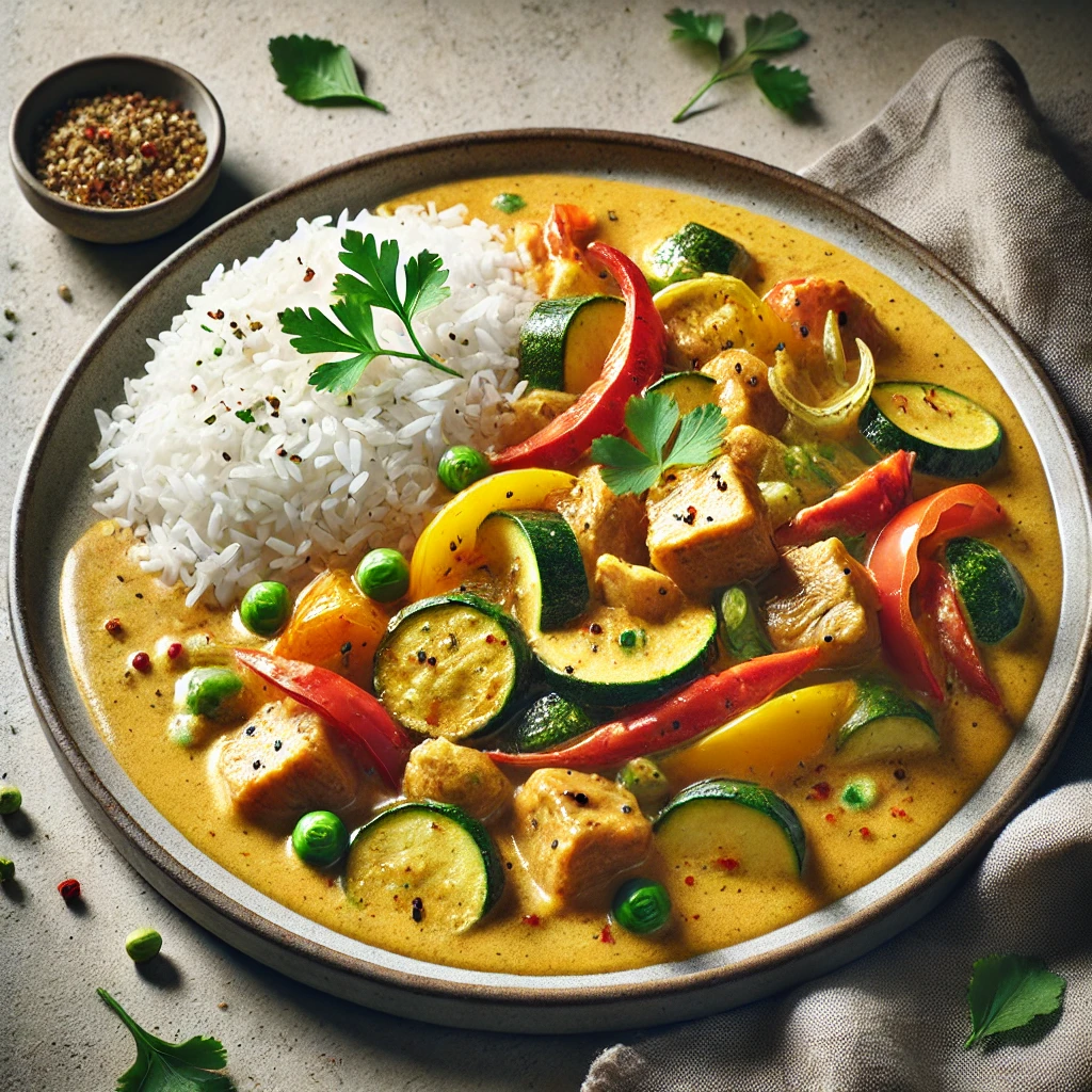 Egzotikus thai curry kókusztejjel és zöldségekkel