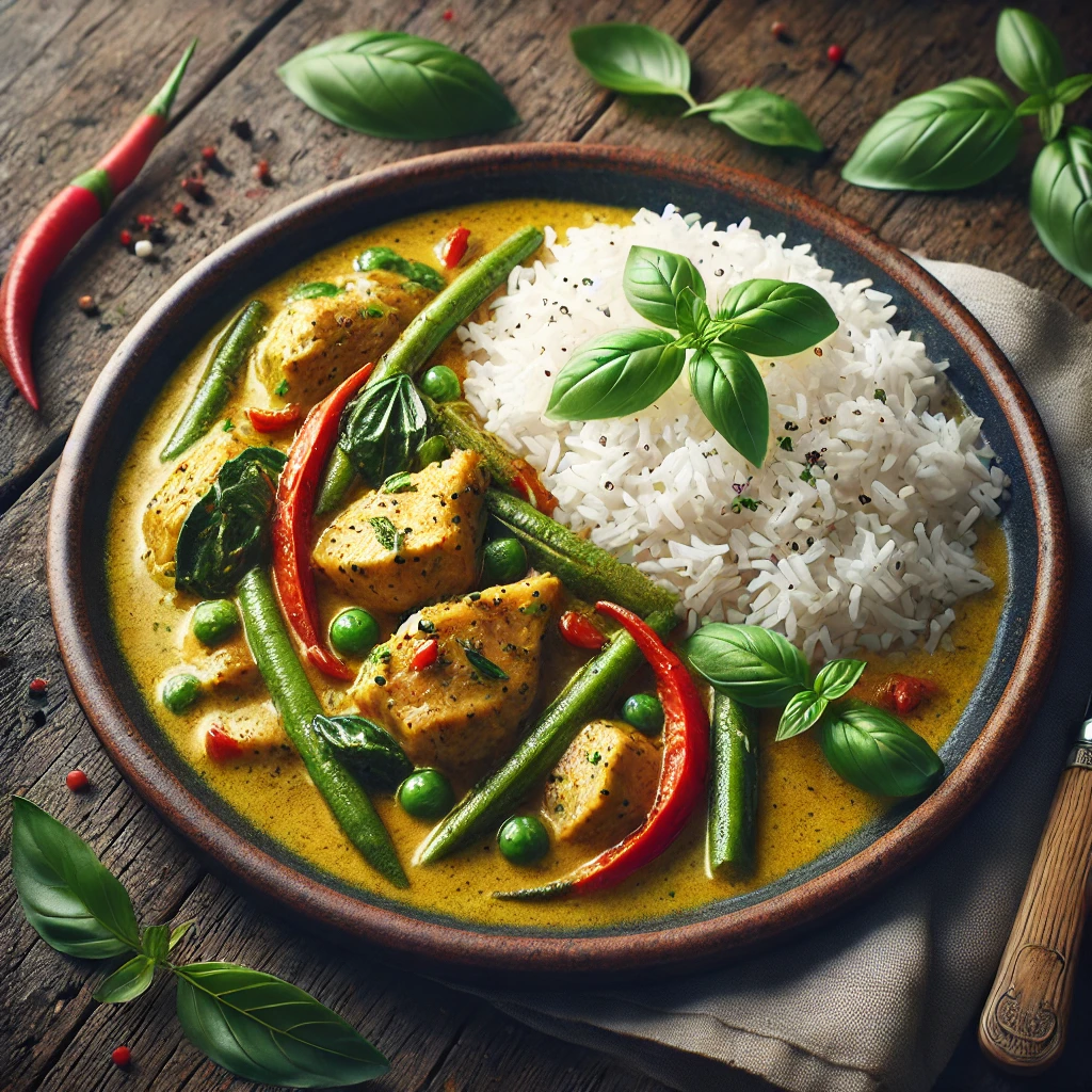 Egzotikus thai curry csirkével és jázmin rizzsel