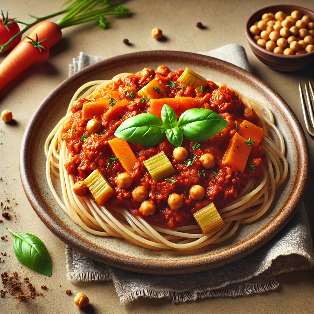 Egészséges és ízletes vegán bolognai csicseriborsóval