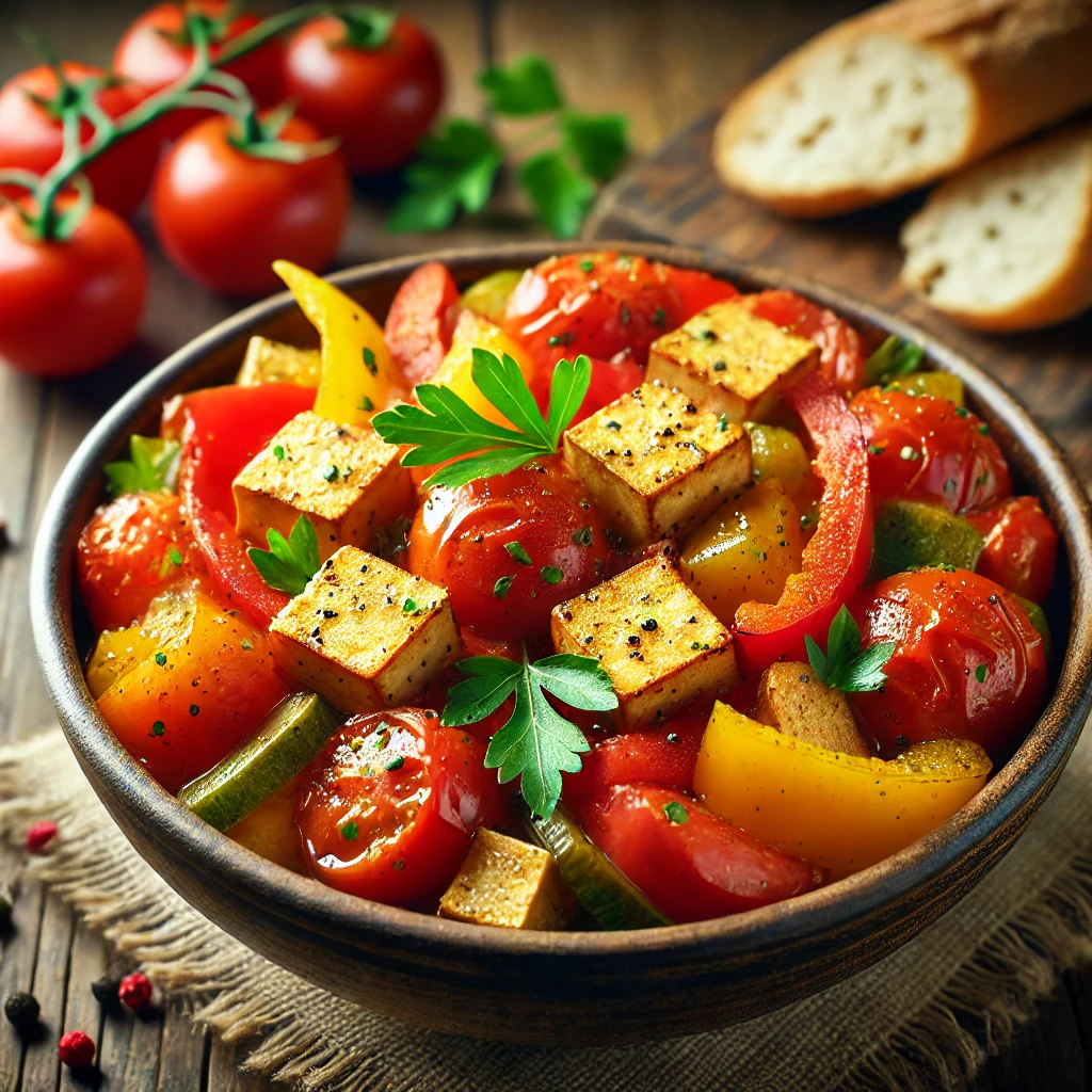 Ízletes és tápláló vegán lecsó füstölt tofuval