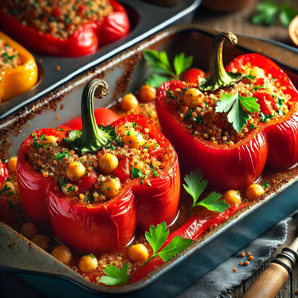 Egészséges és ízletes vegán töltött paprika quinoával