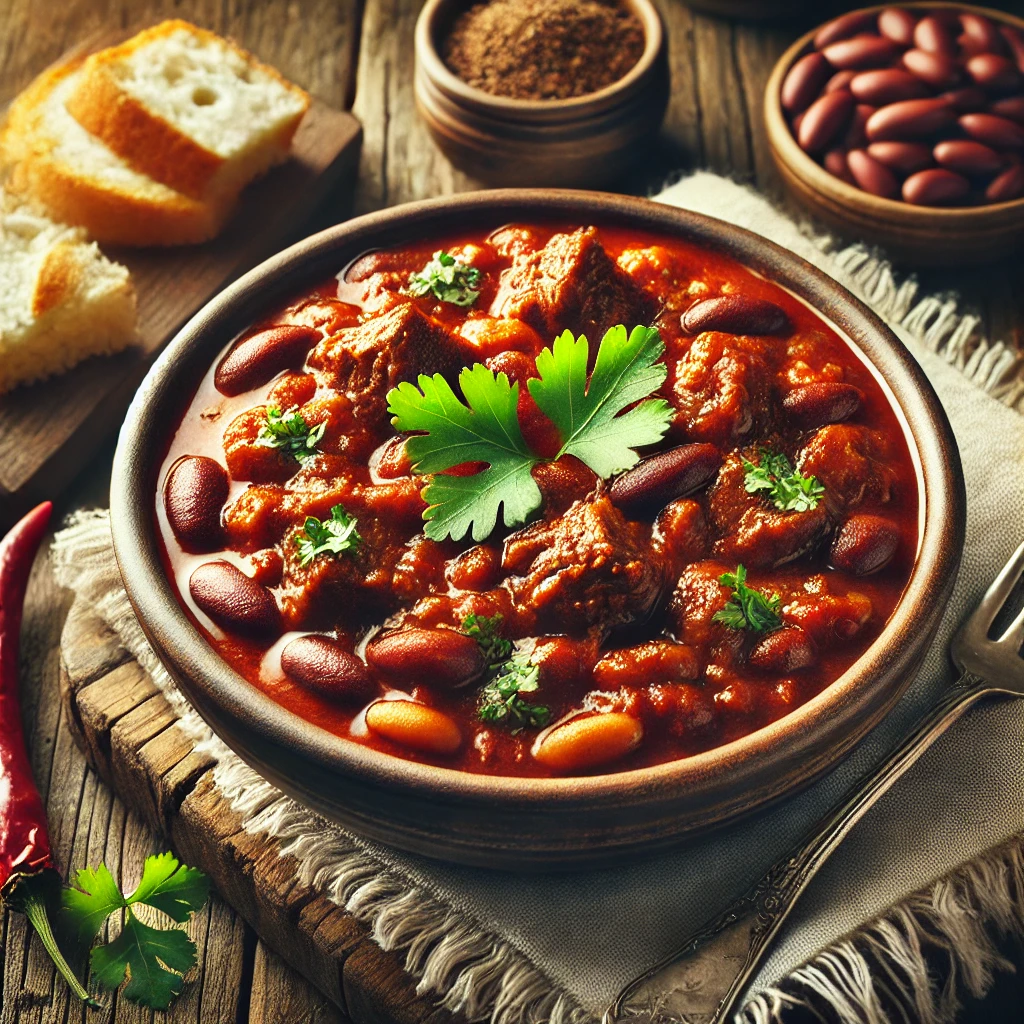 Hearty and spicy venison chili, perfect for cold days