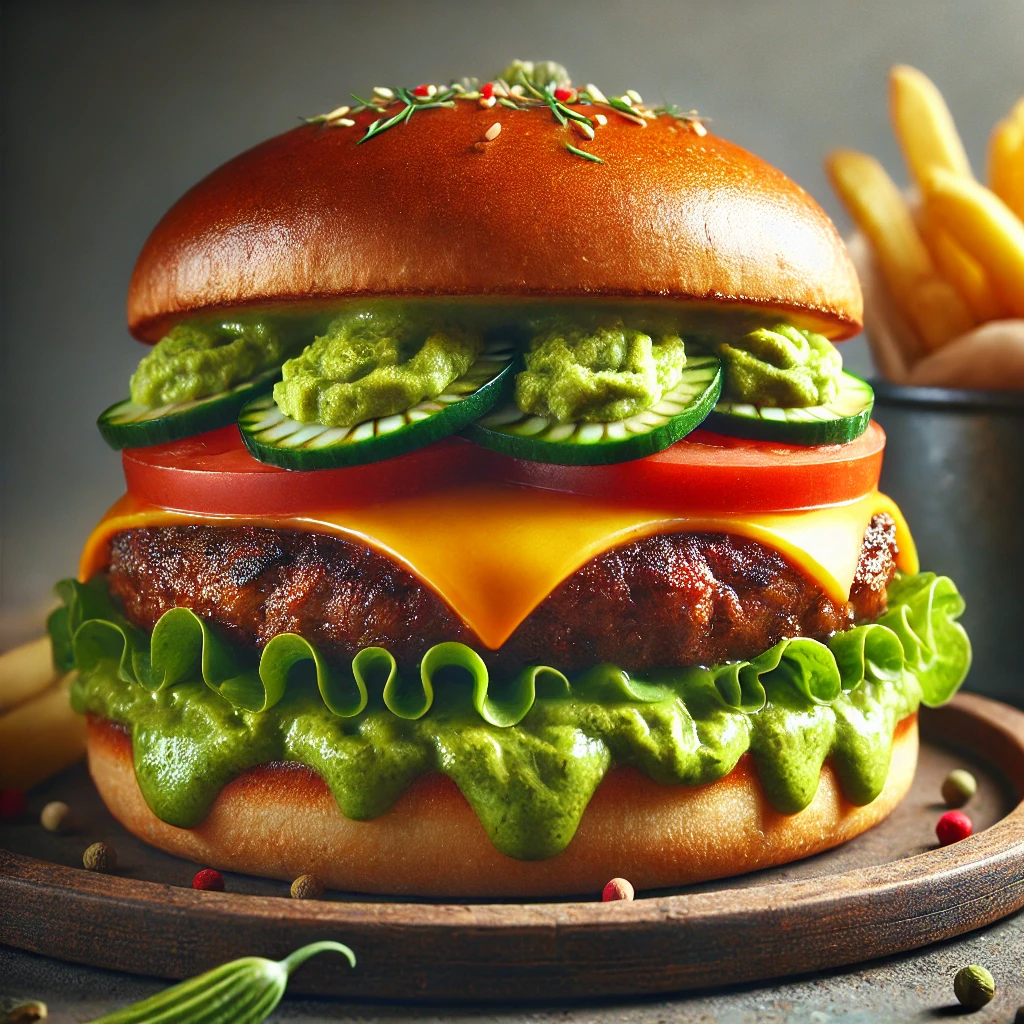 Pikáns wasabis hamburger japán ízekkel
