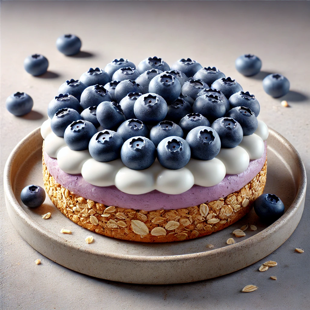 Egészséges zabpelyhes torta krémes áfonyás töltelékkel
