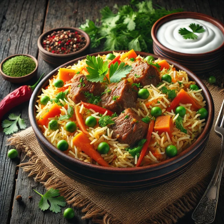 Zöldséges biryani báránnyal, gazdag fűszeres rizs és omlós bárányhús