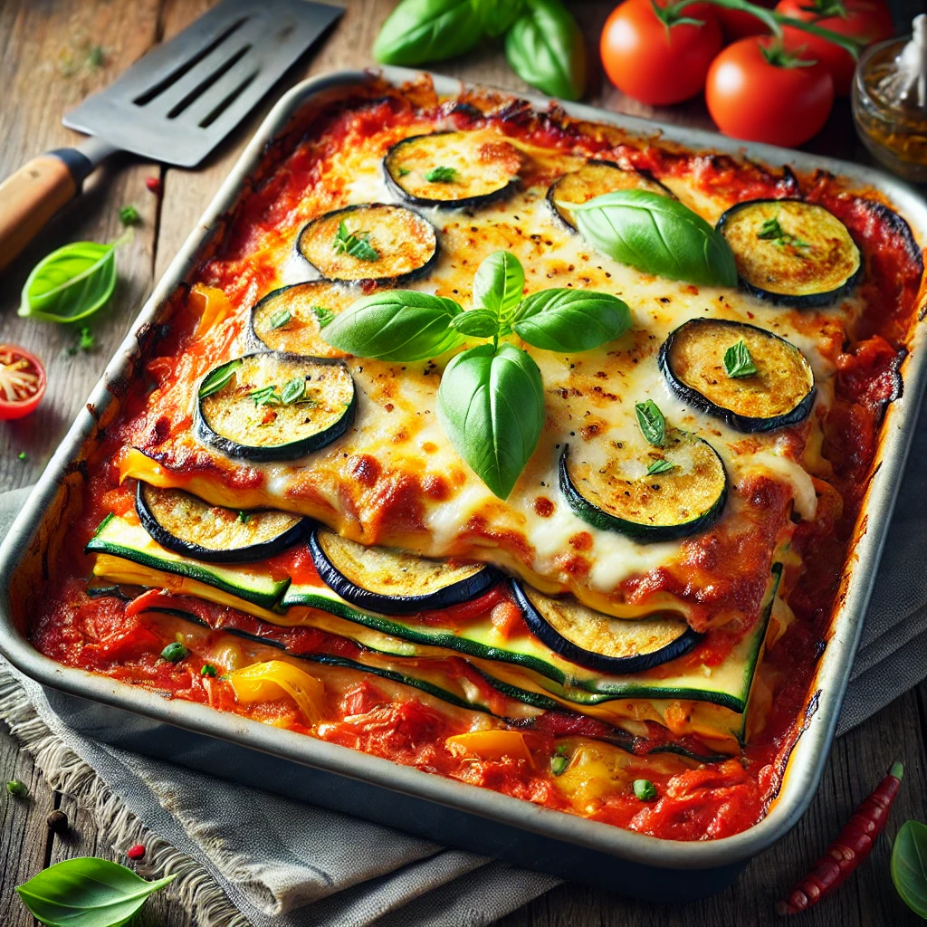 Ízletes és tápláló zöldséges lasagne vegán sajttal