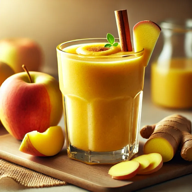 Alma-gyömbér smoothie friss almával és reszelt gyömbérrel