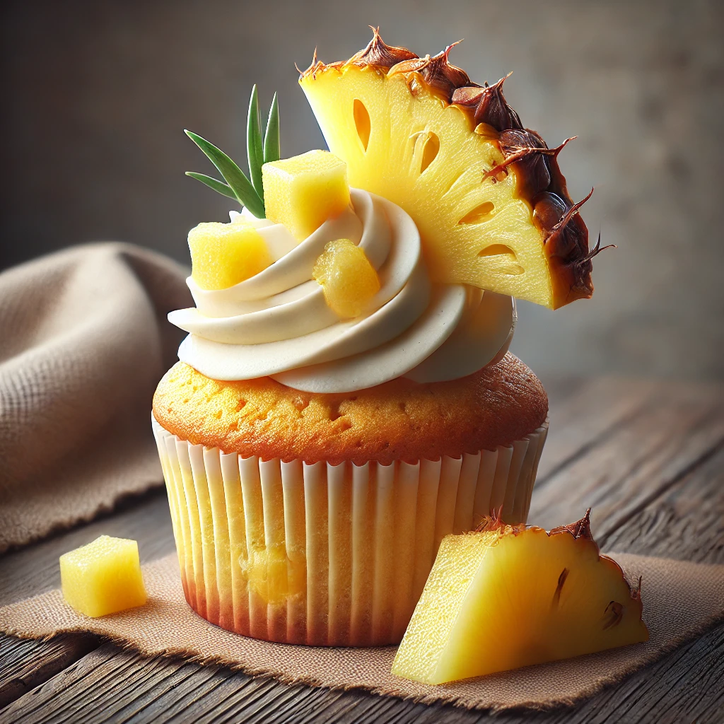 Friss és trópusi ananászos cupcake lágy krémmel