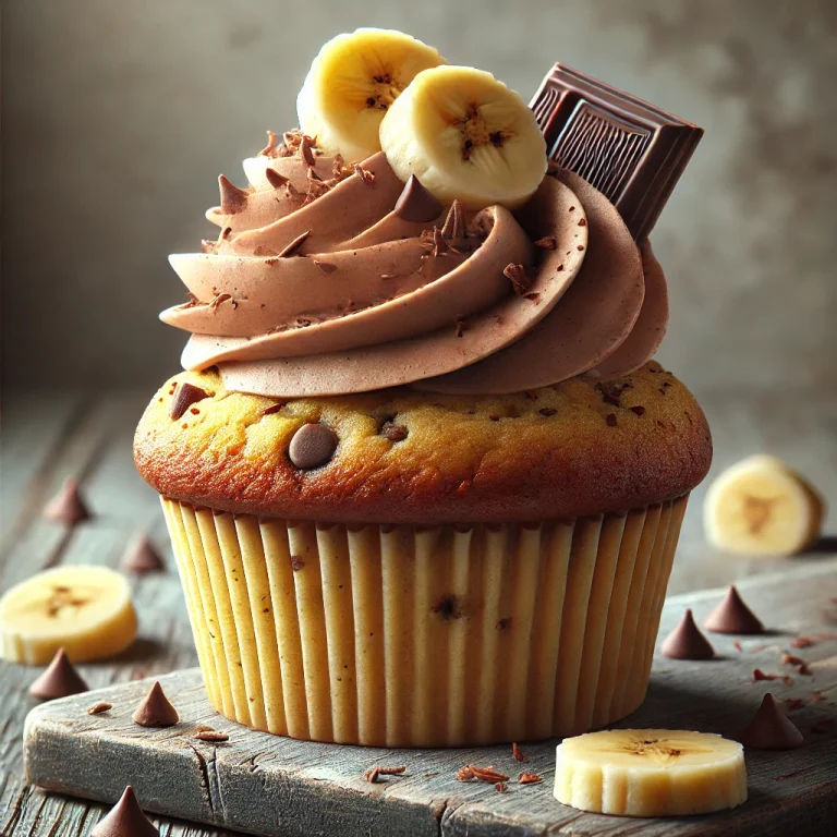 Banános csokis cupcake tálalva