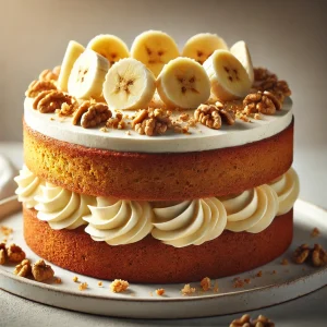 Lágy, diós banántorta mascarponés tejszínkrémmel