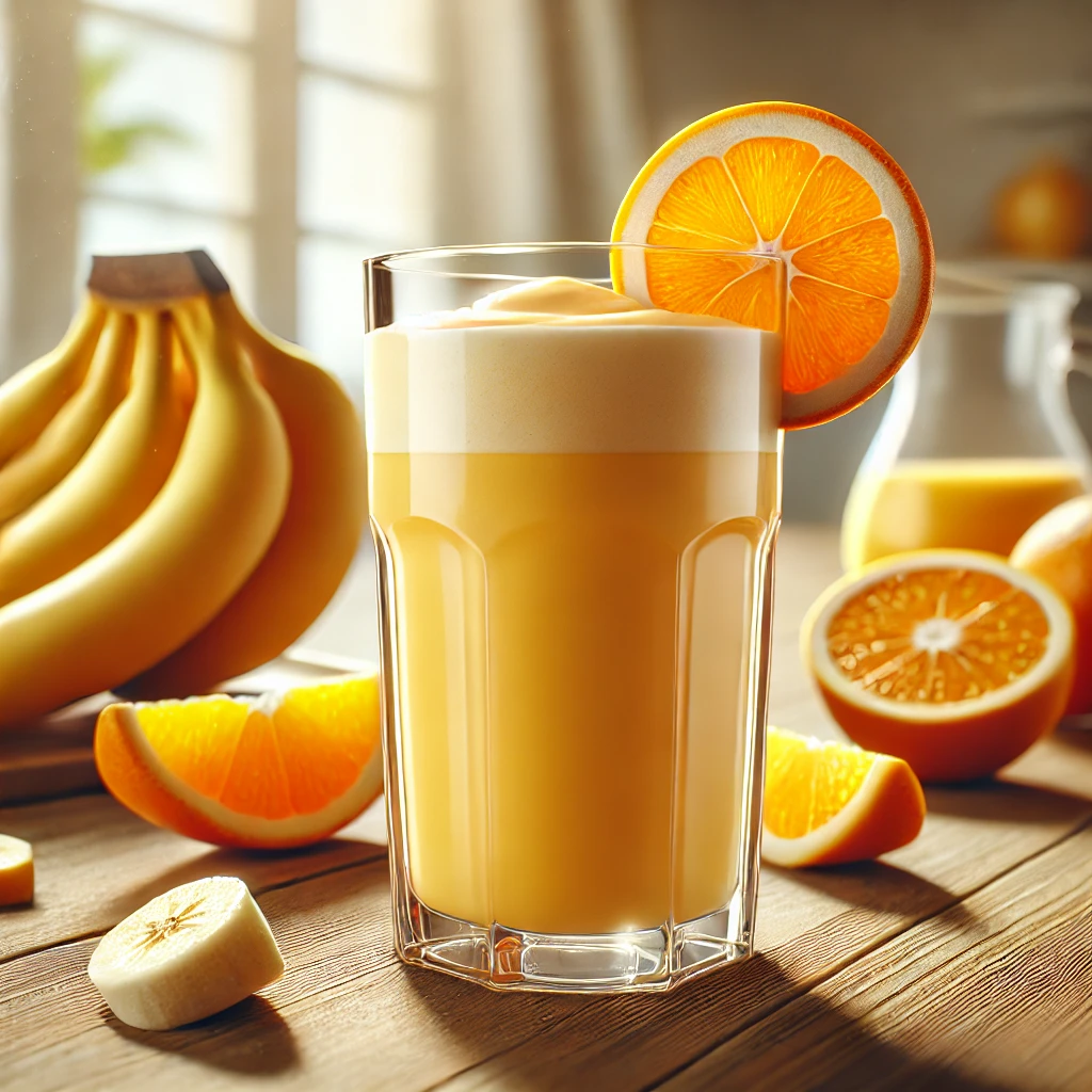 FrissÃ­tÅ Ã©s egÃ©szsÃ©ges ital narancslÃ©bÅl Ã©s banÃ¡nbÃ³l