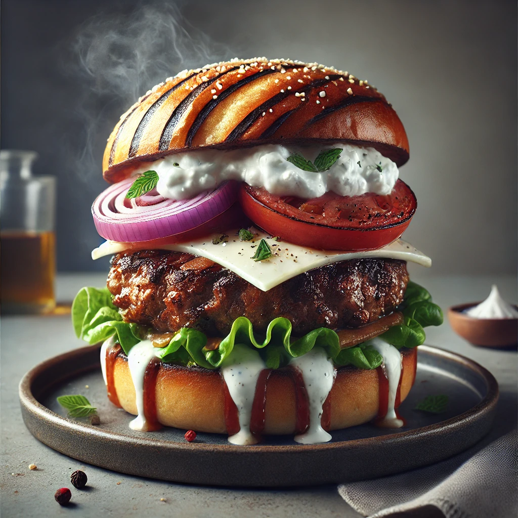 Fűszeres és ízletes mediterrán bárányhúsos hamburger házilag