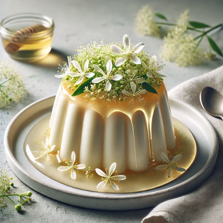 Bodzás panna cotta tálalva