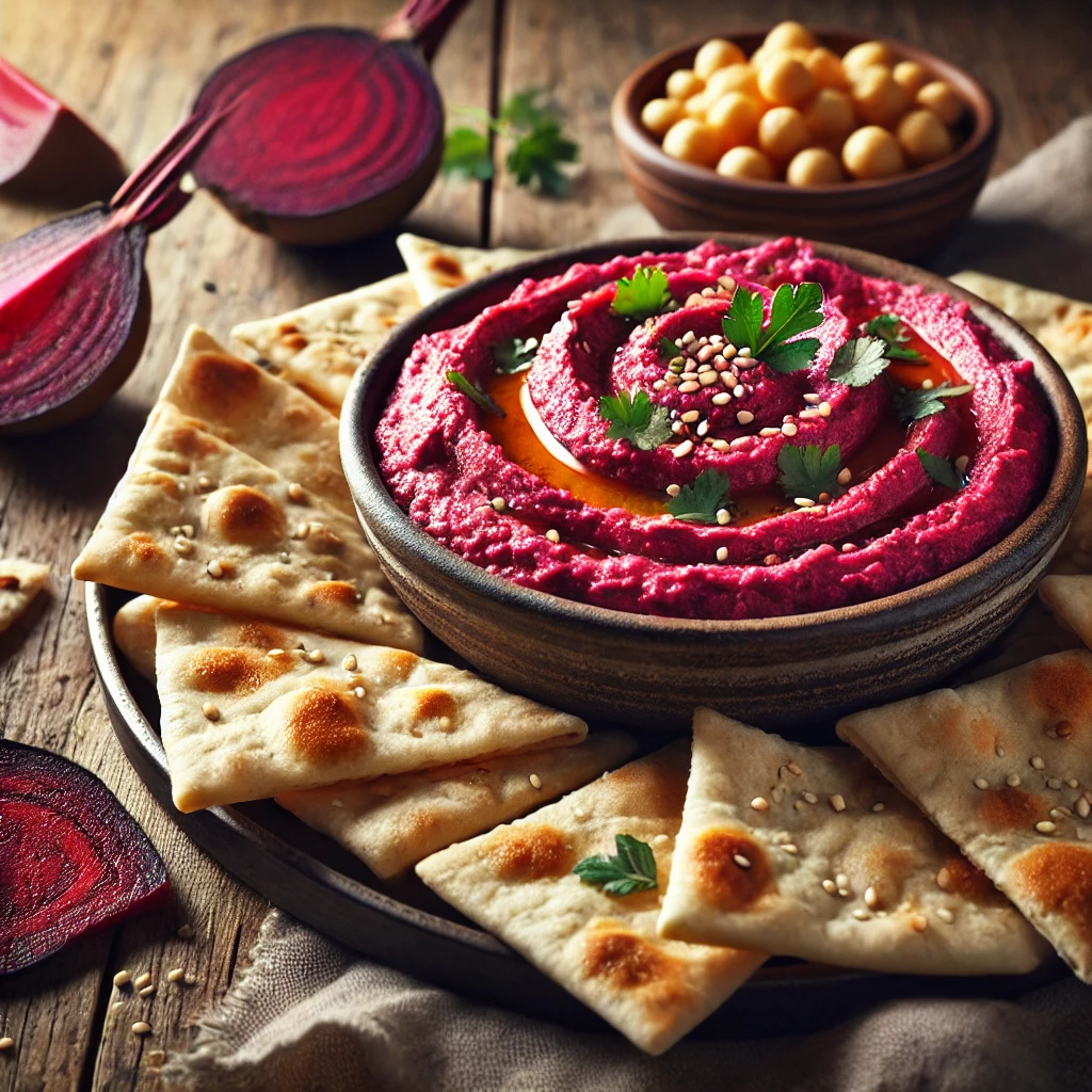Tápláló és finom céklás hummusz tortilla lapokkal
