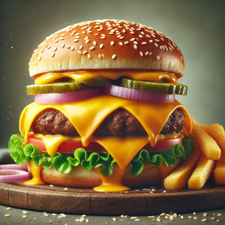 Cheddar sajtos hamburger szaftos húspogácsával és olvadt cheddar sajttal