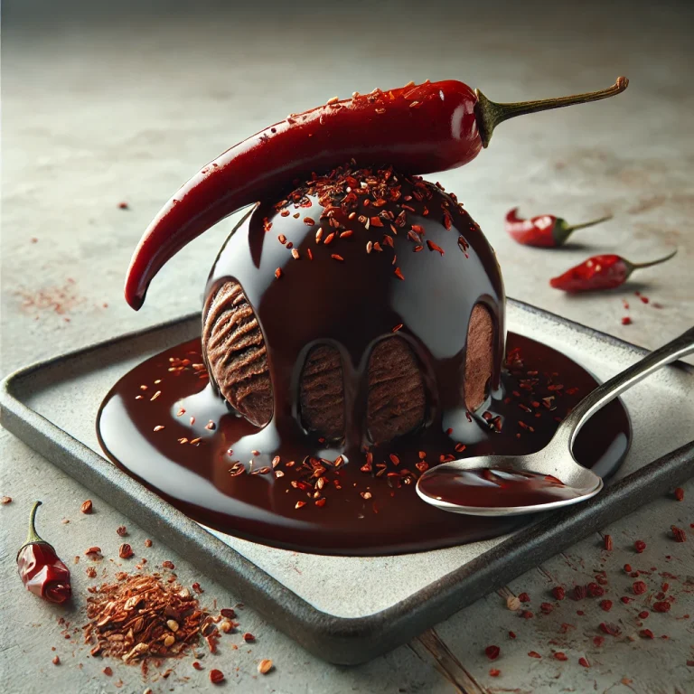 Chilis csokiszósz tálalva