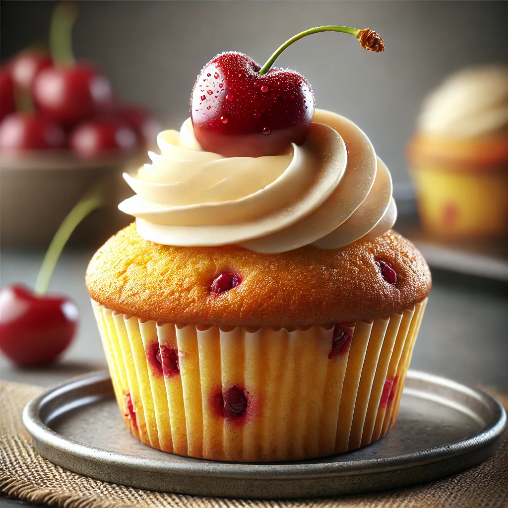 Friss és gyümölcsös cseresznyés cupcake lágy krémmel