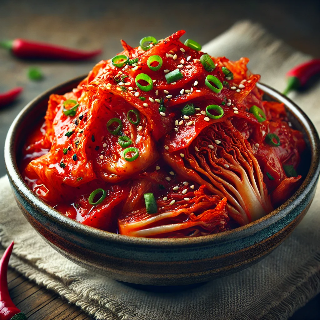 Koreai fermentált káposzta gochugaru chili pehellyel