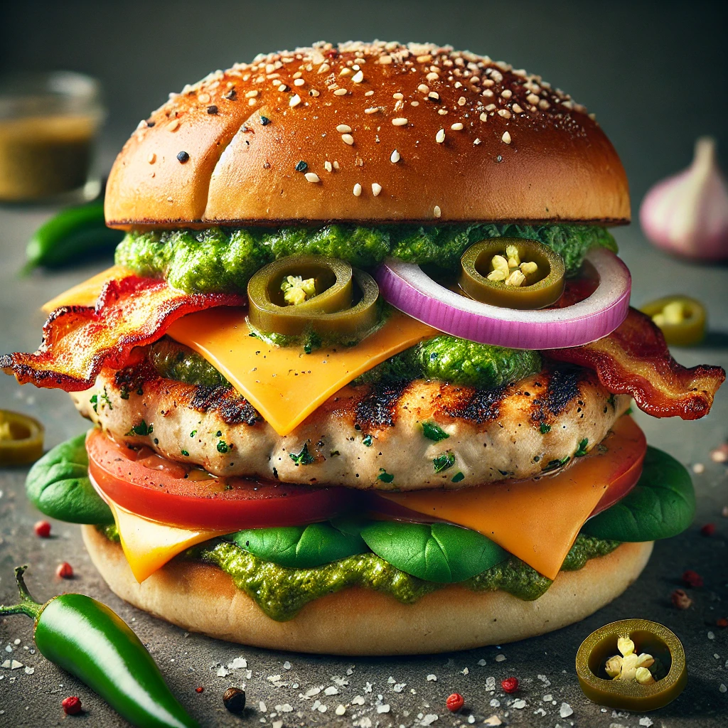 Olaszos és fűszeres csirkés hamburger otthon