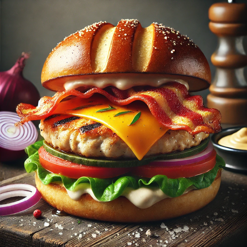 Klasszikus és ízletes csirkés hamburger otthon