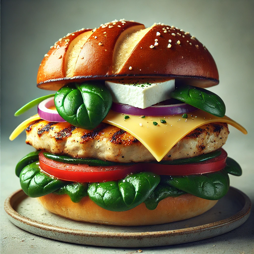 Friss és krémes spenótos csirkés hamburger otthon