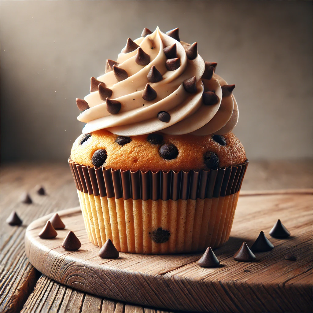 Krémes és csokoládés csokidarabos cupcake extra csokidarabokkal