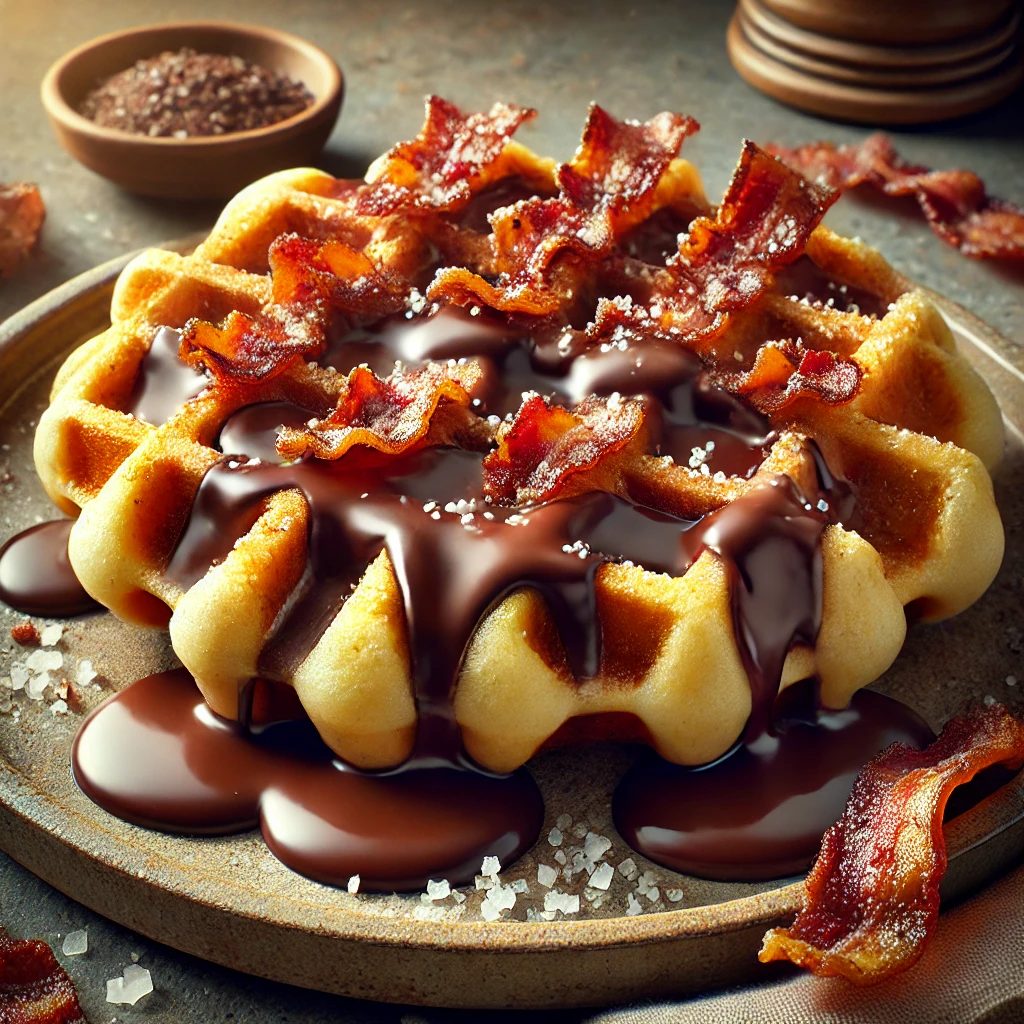 Édes és sós ízvilágot ötvöző gofri ropogós baconnel és csokoládéval
