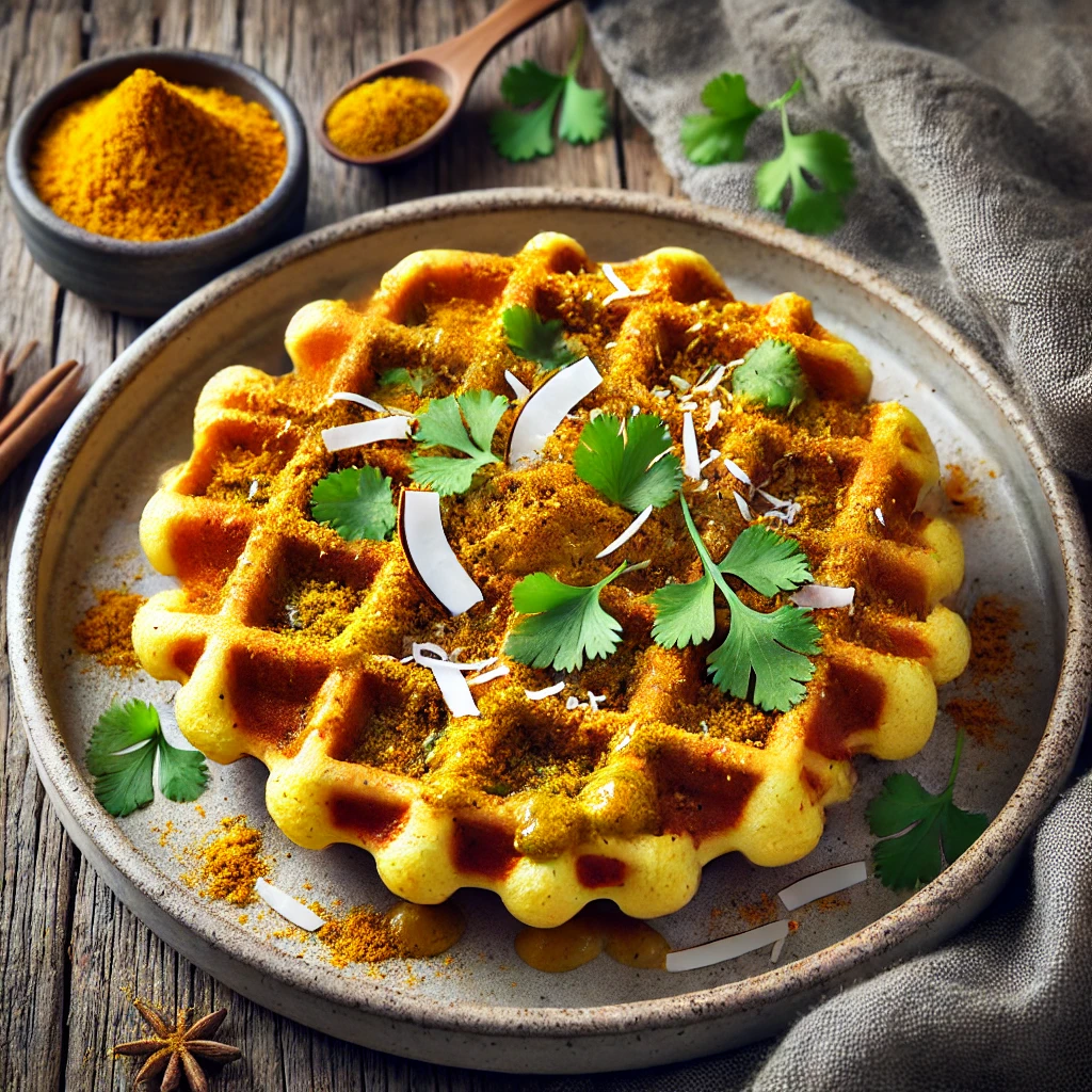 Fűszeres curryvel és kókusztejjel készült sós gofri