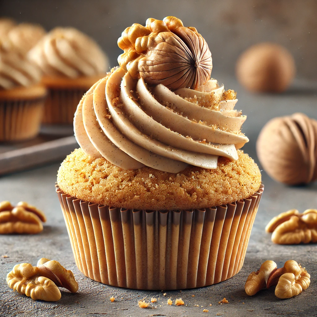 Gazdag és diós cupcake lágy krémmel