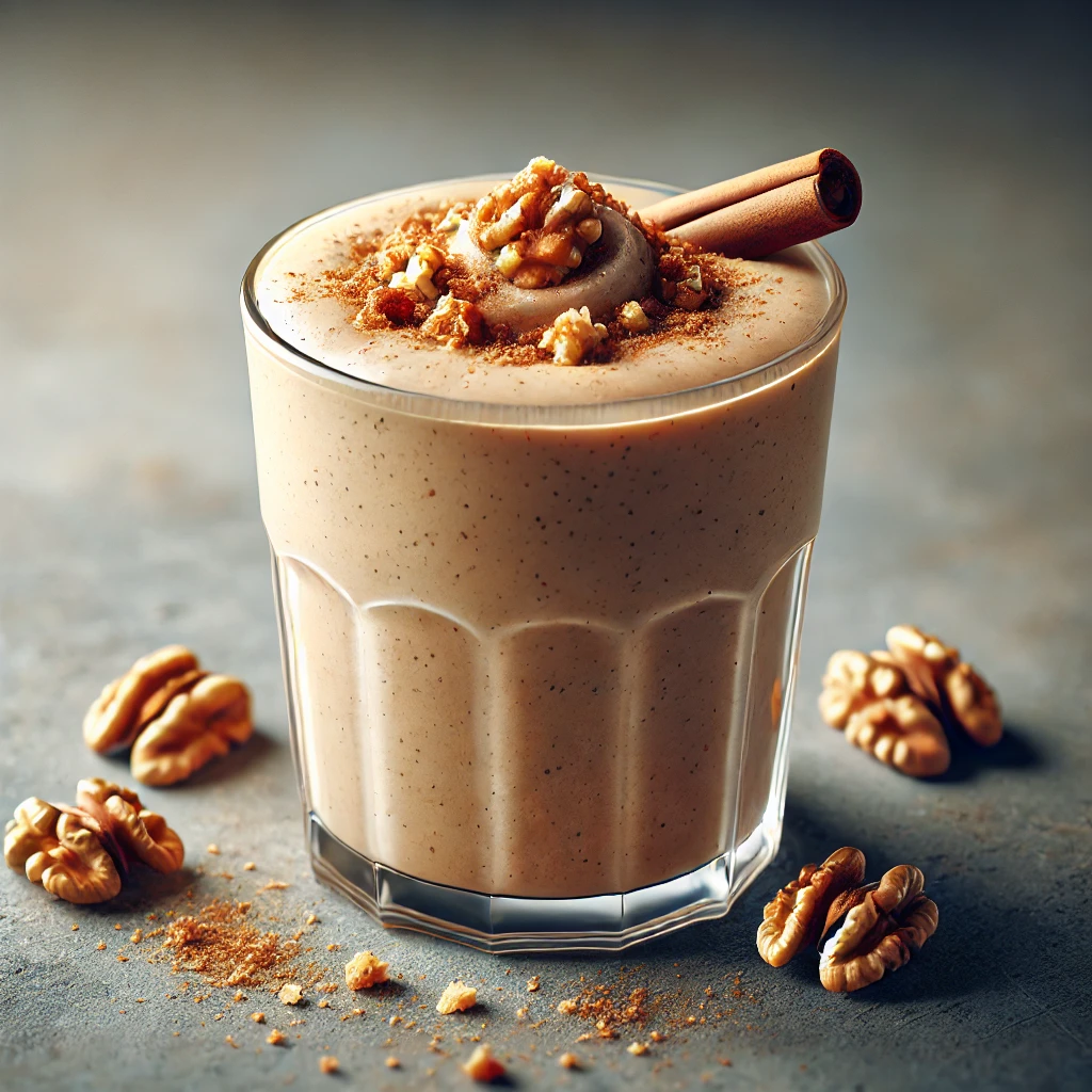 Tápláló és krémes smoothie dióval, gyömbérrel és fahéjjal