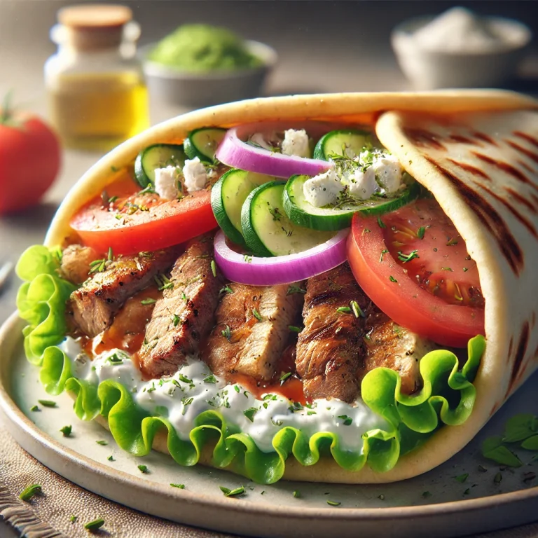 Dupla húsos gyros sült csirkével, marhahússal és tzatziki szósszal