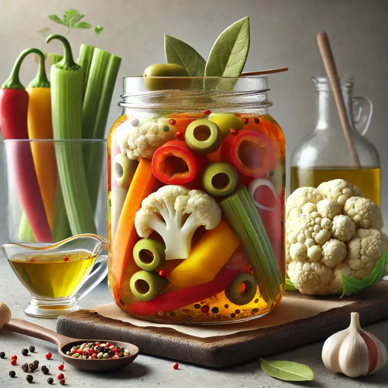 Édes-savanyú giardiniera tálalva